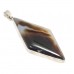 Women 925 Sterling Silver Pendant Natural grey brown agate gem stone A 47
